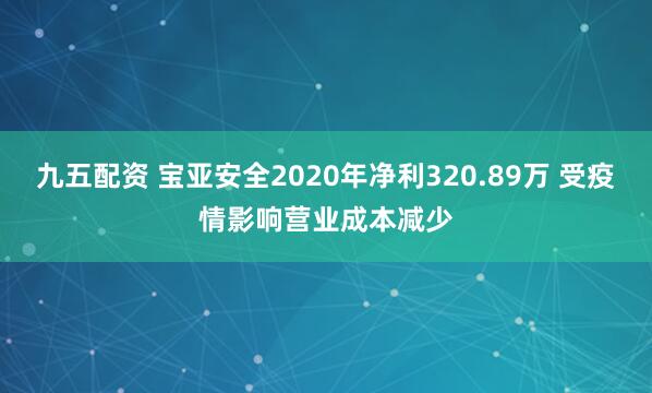 九五配资 宝亚安全2020年净利320.89万 受疫情影响营业成本减少