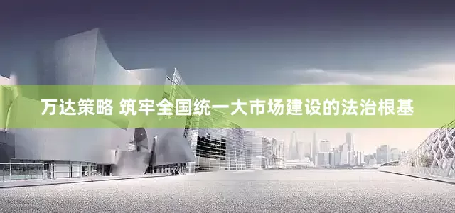 万达策略 筑牢全国统一大市场建设的法治根基